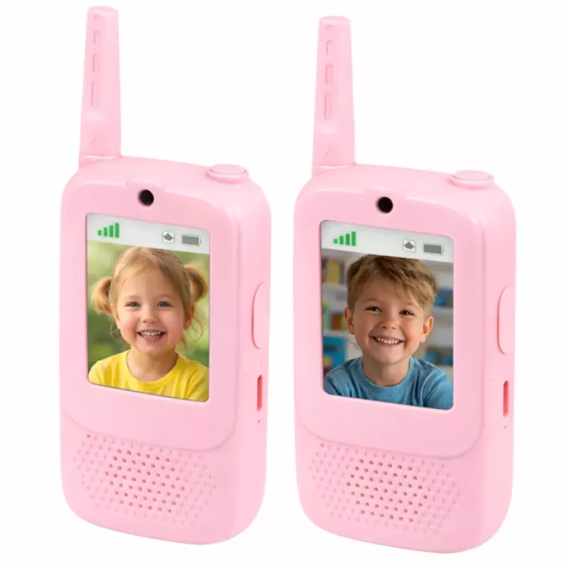 LEAN TOYS walkie talkies para niños videollamada grabación cámara rosa