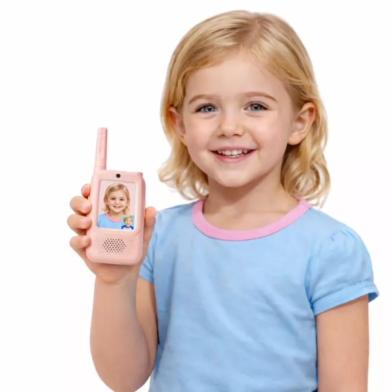 LEAN TOYS walkie talkies para niños videollamada grabación cámara rosa