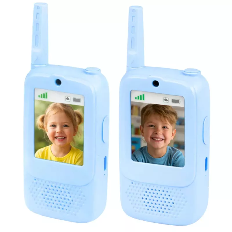 LEAN TOYS walkie talkies para niños con grabación de vídeo y cámara azul