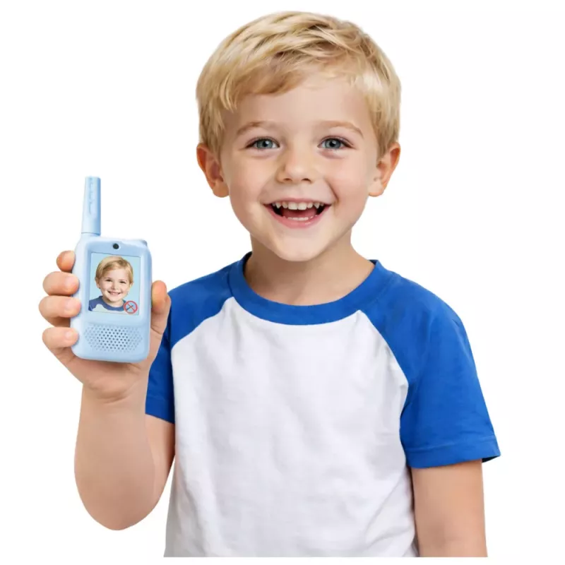 LEAN TOYS walkie talkies para niños con grabación de vídeo y cámara azul