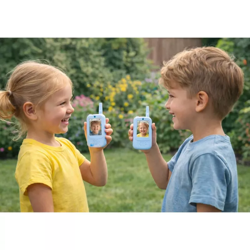 LEAN TOYS walkie talkies para niños con grabación de vídeo y cámara azul