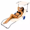 LEAN tumbona de playa con ruedas, jardín, plegable, sombrilla de aluminio, crema