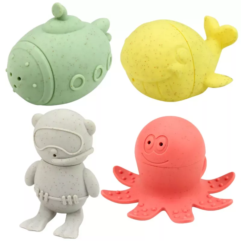LEAN TOYS juguetes de baño educativos figuras sensoriales de goma pastel 4 uds.