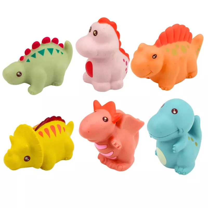 LEAN TOYS conjunto de dinosaurios de goma educativos para el baño, juegos pastel, 6 piezas