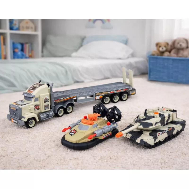 LEAN TOYS conjunto militar camión del ejército tanque aerodeslizador soldado