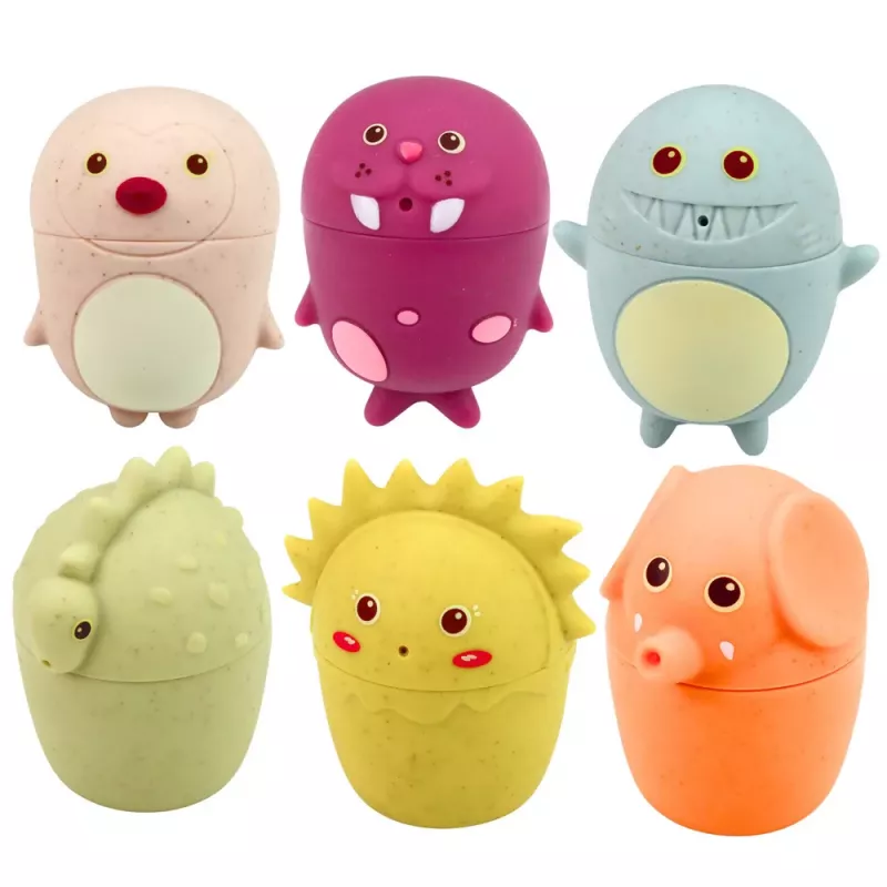 LEAN TOYS juguetes de baño educativos figuras sensoriales de goma pastel 6 uds.
