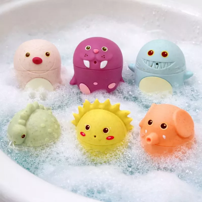 LEAN TOYS juguetes de baño educativos figuras sensoriales de goma pastel 6 uds.