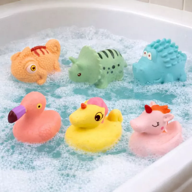 LEAN TOYS conjunto de animales de goma educativos para el baño, juegos pastel, 6 uds.