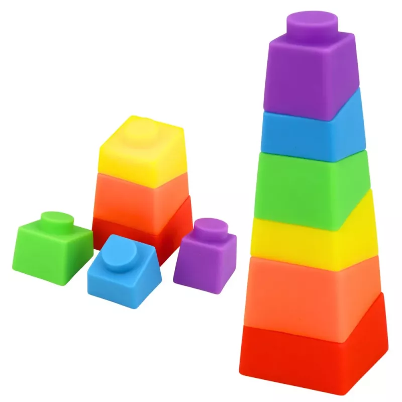 LEAN TOYS conjunto de bloques de goma torre cohete cosmonauta multicolor 11 uds.