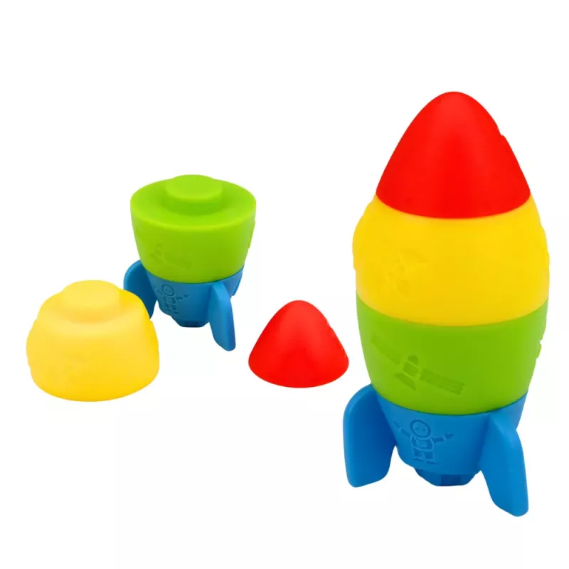 LEAN TOYS conjunto de bloques de goma torre cohete cosmonauta multicolor 11 uds.