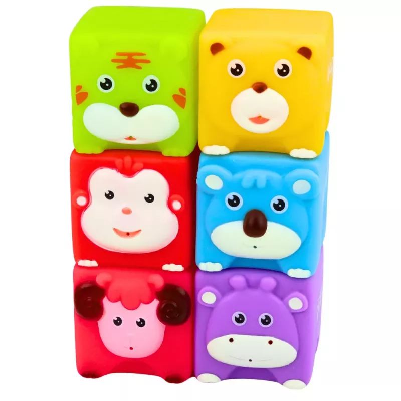 LEAN TOYS conjunto de bloques de goma blanda educativos animales multicolor 6 uds.