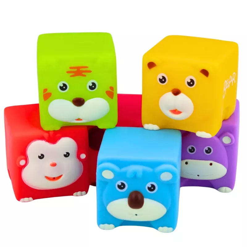 LEAN TOYS conjunto de bloques de goma blanda educativos animales multicolor 6 uds.
