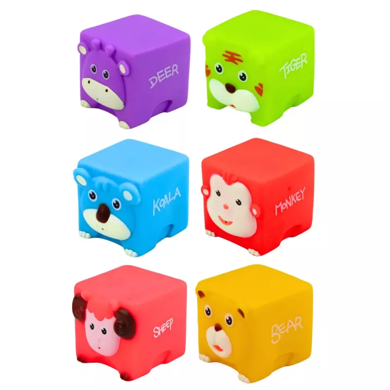 LEAN TOYS conjunto de bloques de goma blanda educativos animales multicolor 6 uds.