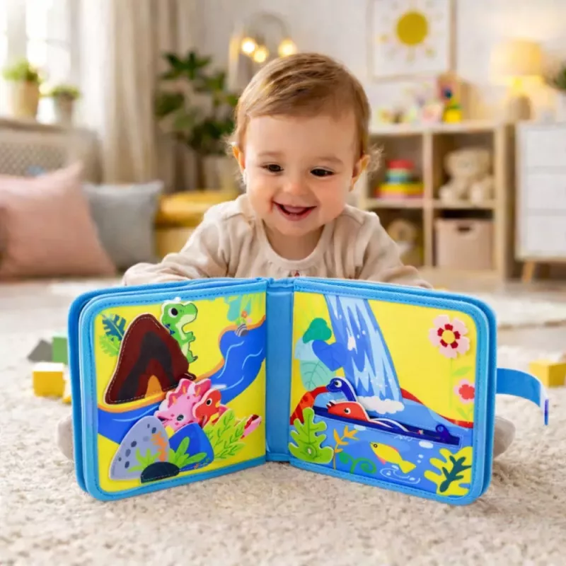 LEAN TOYS libro educativo sensorial de fieltro 3D dinosaurios