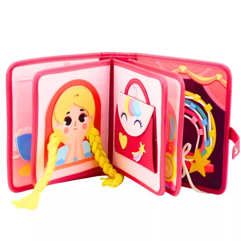 LEAN TOYS libro educativo sensorial de fieltro 3D princesa rosa