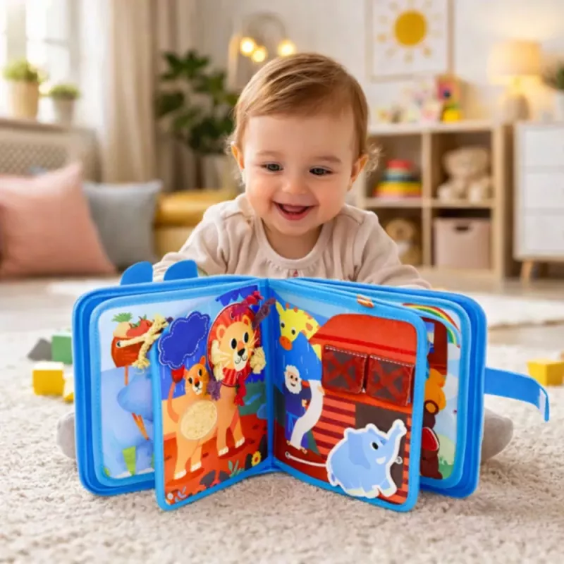 LEAN TOYS libro educativo sensorial de fieltro 3D animales del arca de Noé