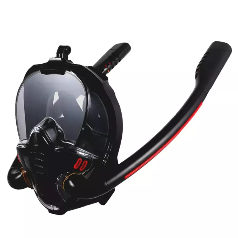 LEAN TOYS Máscara de buceo con esnórquel Full Face AntiFog DryTop negra L/XL