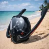 LEAN TOYS Máscara de buceo con esnórquel Full Face AntiFog DryTop negra L/XL