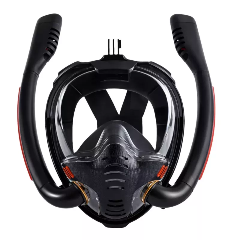 LEAN TOYS Máscara de buceo con esnórquel Full Face AntiFog DryTop negra L/XL