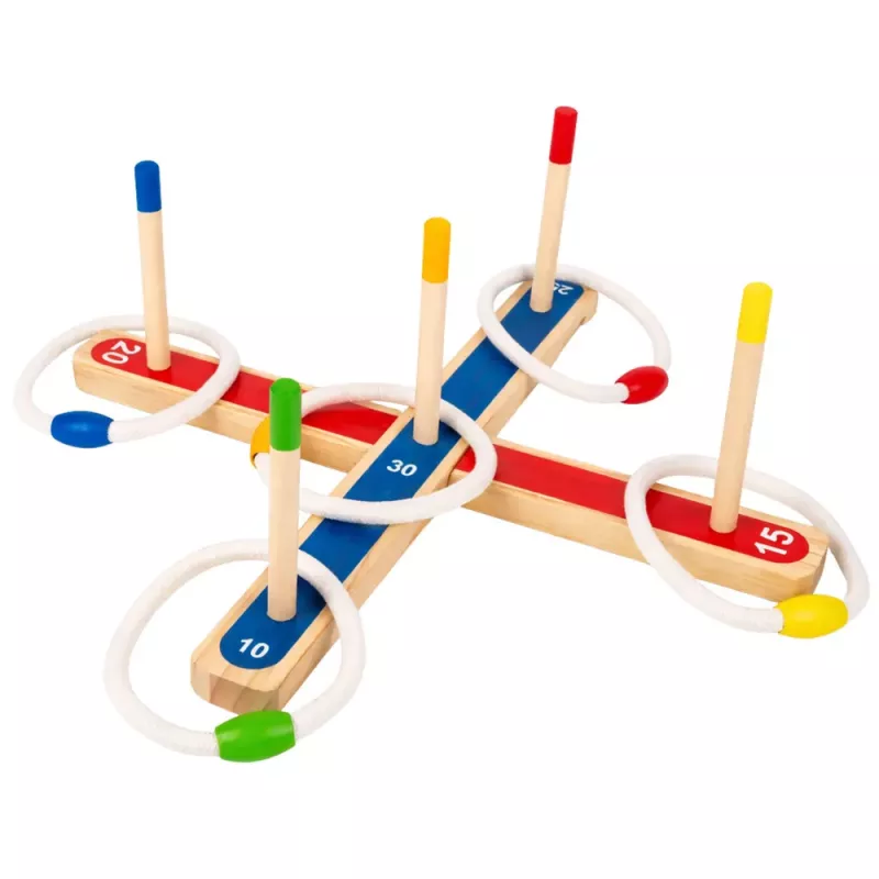 LEAN TOYS Juego de habilidad de lanzamiento de anillas de madera juego familiar con puntuación