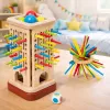 LEAN TOYS Juego de habilidad de madera Torre Palos Pelotas Dados 37 piezas