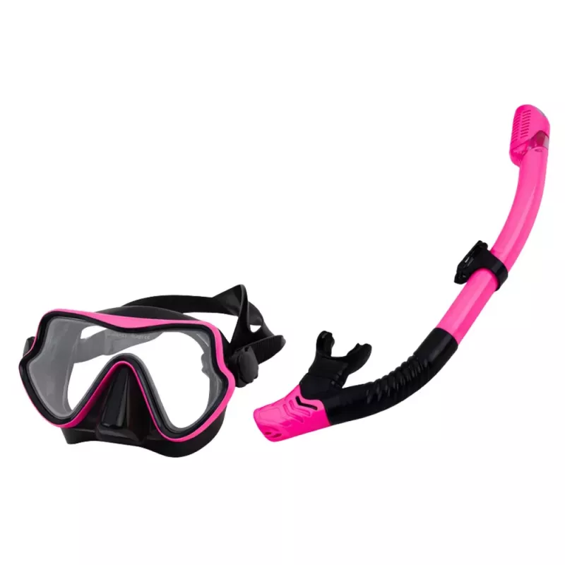 LEAN TOYS Set de esnórquel Aletas Gafas Esnórquel Negro y Rosa S/M