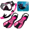 LEAN TOYS Set de esnórquel Aletas Gafas Esnórquel Negro y Rosa S/M