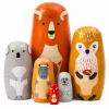 LEAN TOYS Set de muñecas matrioska de madera Puzzle Animales del bosque 6 uds.