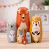 LEAN TOYS Set de muñecas matrioska de madera Puzzle Animales del bosque 6 uds.