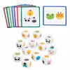 LEAN TOYS Juego educativo para niños Asociar animales Cubos de madera Tarjetas