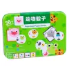 LEAN TOYS Juego educativo para niños Asociar animales Cubos de madera Tarjetas