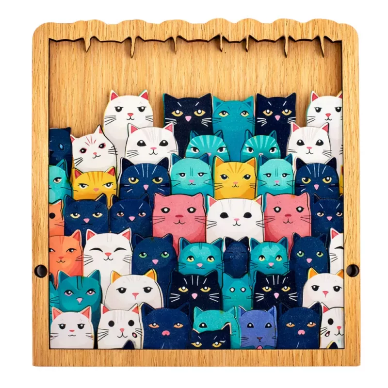LEAN TOYS Puzzle de madera Gatitos Juego educativo Puzzle Marco Bolsa 62 piezas