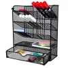 LEAN TOYS Organizador de escritorio de metal para bolígrafos y accesorios, negro