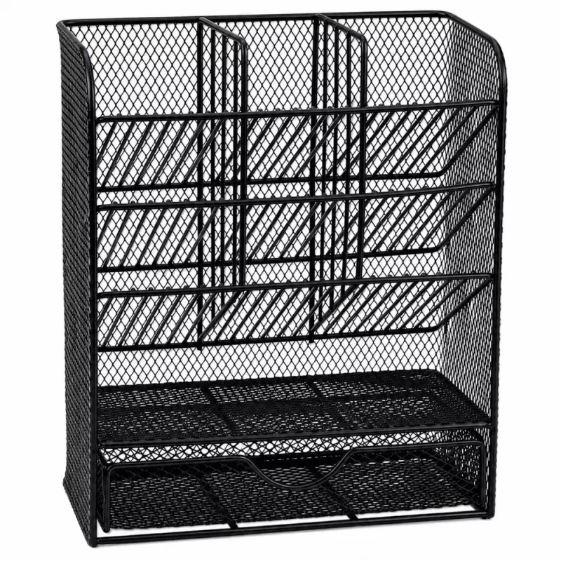 LEAN TOYS Organizador de escritorio de metal para bolígrafos y accesorios, negro