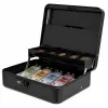 LEAN Caja de metal con código para dinero, billetes, documentos, negra 30x24 cm