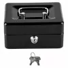 LEAN Caja de caudales pequeña de metal con cerradura de llave negra 13x10 cm