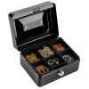 LEAN Caja de caudales pequeña de metal con cerradura de llave negra 13x10 cm