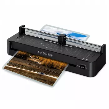 LEAN Plastificadora 3 en 1 con termosellado y cortadora para fotos y documentos A3, negra