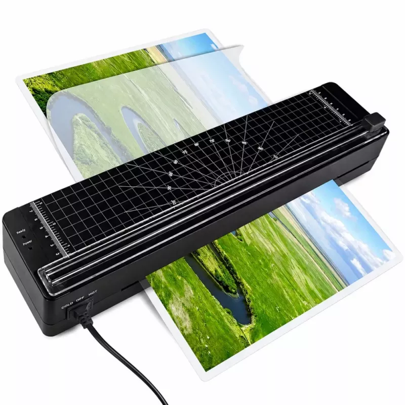 LEAN Plastificadora 3 en 1 con termosellado y cortadora para fotos y documentos A3, negra