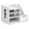LEAN TOYS Organizador de escritorio de madera para carpetas documentos A4 blanco