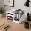 LEAN TOYS Organizador de escritorio de madera para carpetas documentos A4 blanco