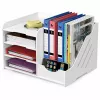 LEAN TOYS Organizador de escritorio de madera para carpetas documentos A4 blanco