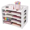 LEAN TOYS Organizador de escritorio de madera, bandejas para documentos A4, blanco