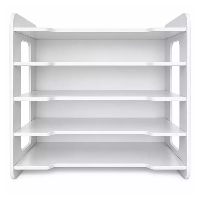 LEAN TOYS Organizador de escritorio de madera, bandejas para documentos A4, blanco