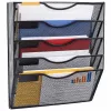LEAN Organizador de metal para documentos y periódicos, estante de pared, 5 compartimentos, A4, negro