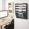 LEAN Organizador de metal para documentos y periódicos, estante de pared, 5 compartimentos, A4, negro
