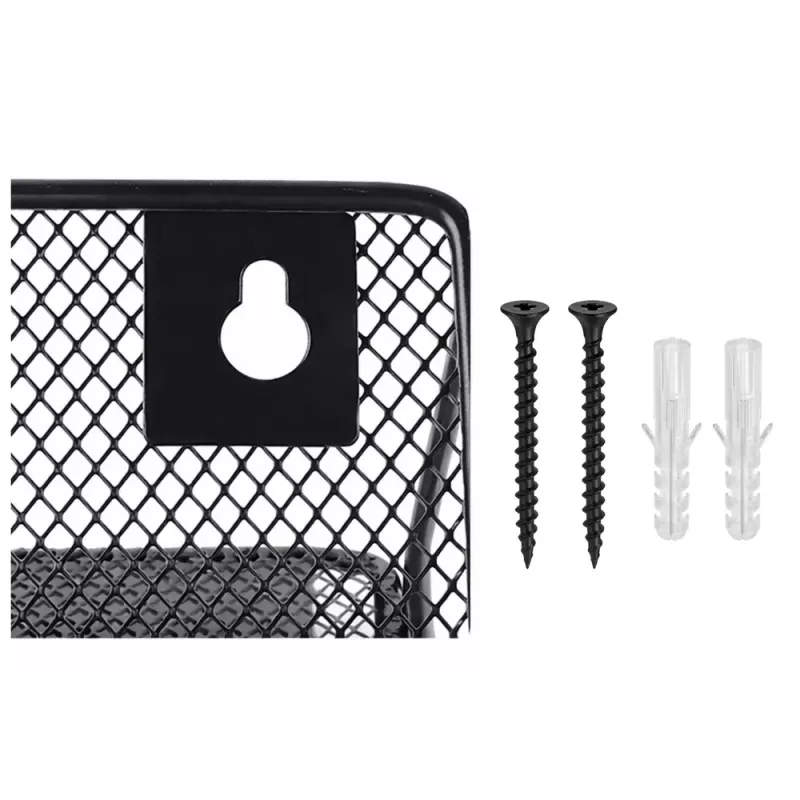 LEAN Organizador de metal para documentos y periódicos, estante de pared, 5 compartimentos, A4, negro