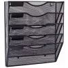 LEAN Organizador de metal para documentos y periódicos, estante de pared, 5 compartimentos, A4, negro