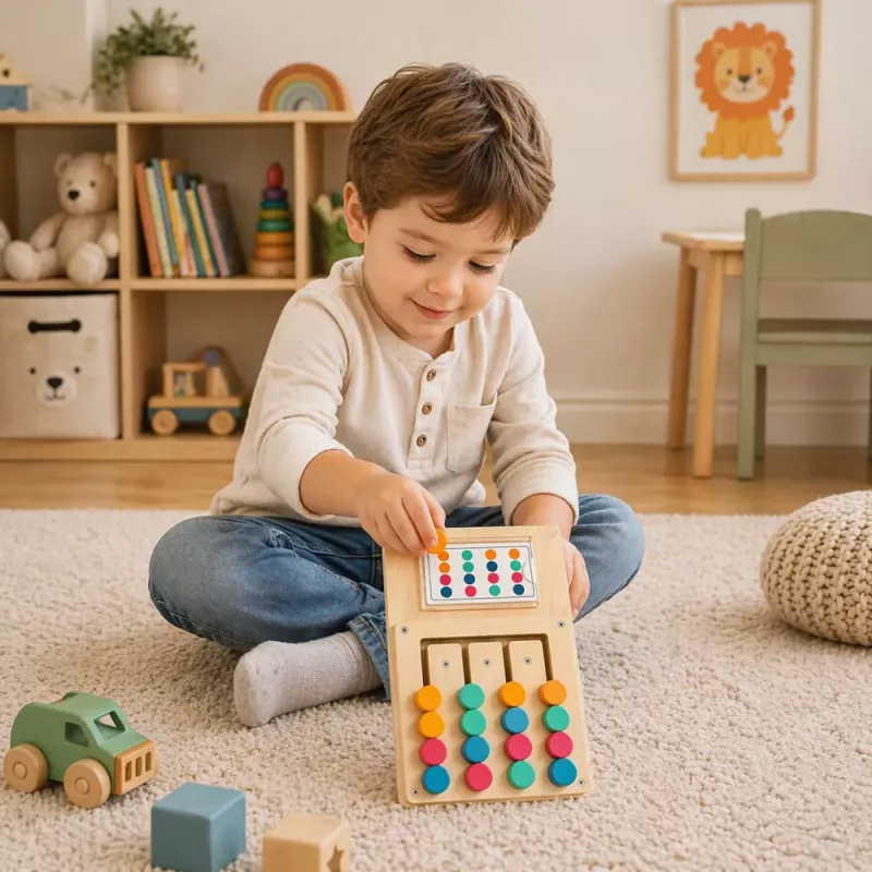 LEAN TOYS Juego de lógica de madera Asociación de colores Tarjetas con patrones 12 uds.
