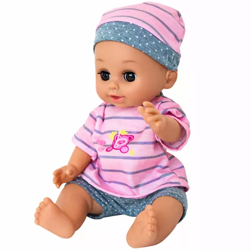 LEAN TOYS Muñeca bebé Hace pipí, balbucea, llora, habla 12 sonidos, accesorios, silla